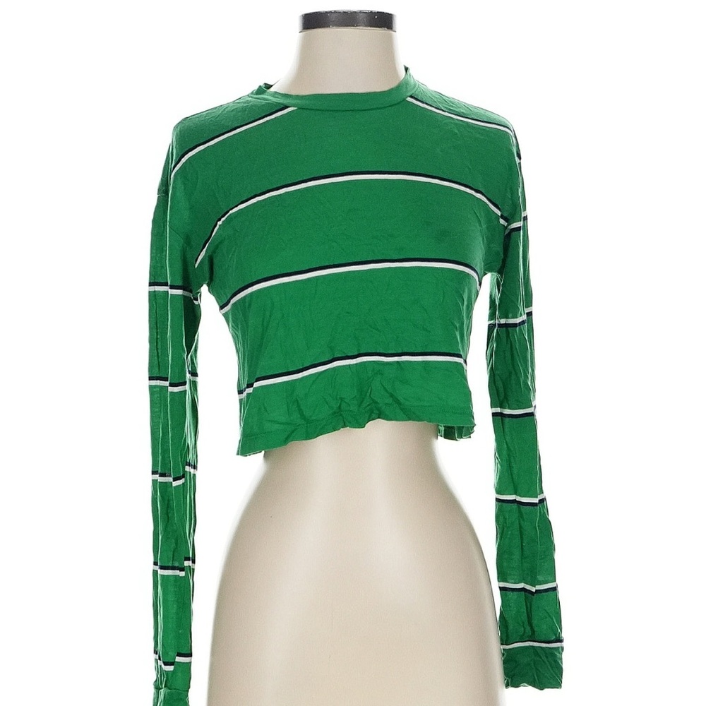 Reformation Green Striped Crop Top